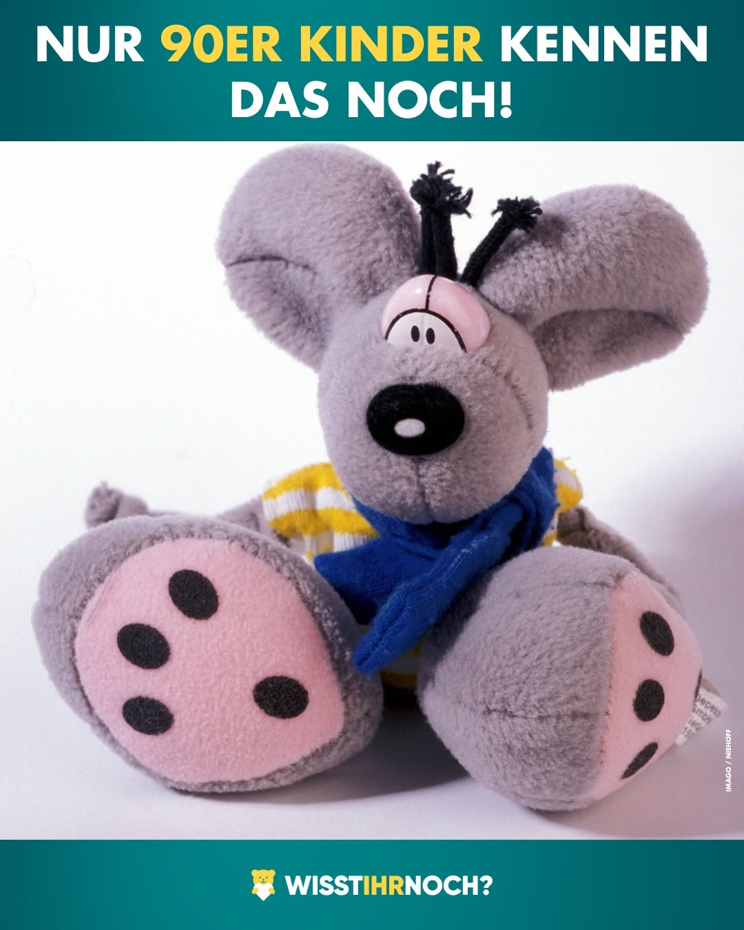 Diddl-Motiv mit der Aussage „Nur 90er Kinder kennen das noch!“, veröffentlicht von WISST IHR NOCH?.
